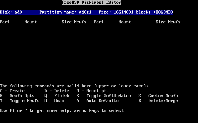  Sysinstall Disklabel