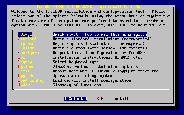  Usage    Sysinstall